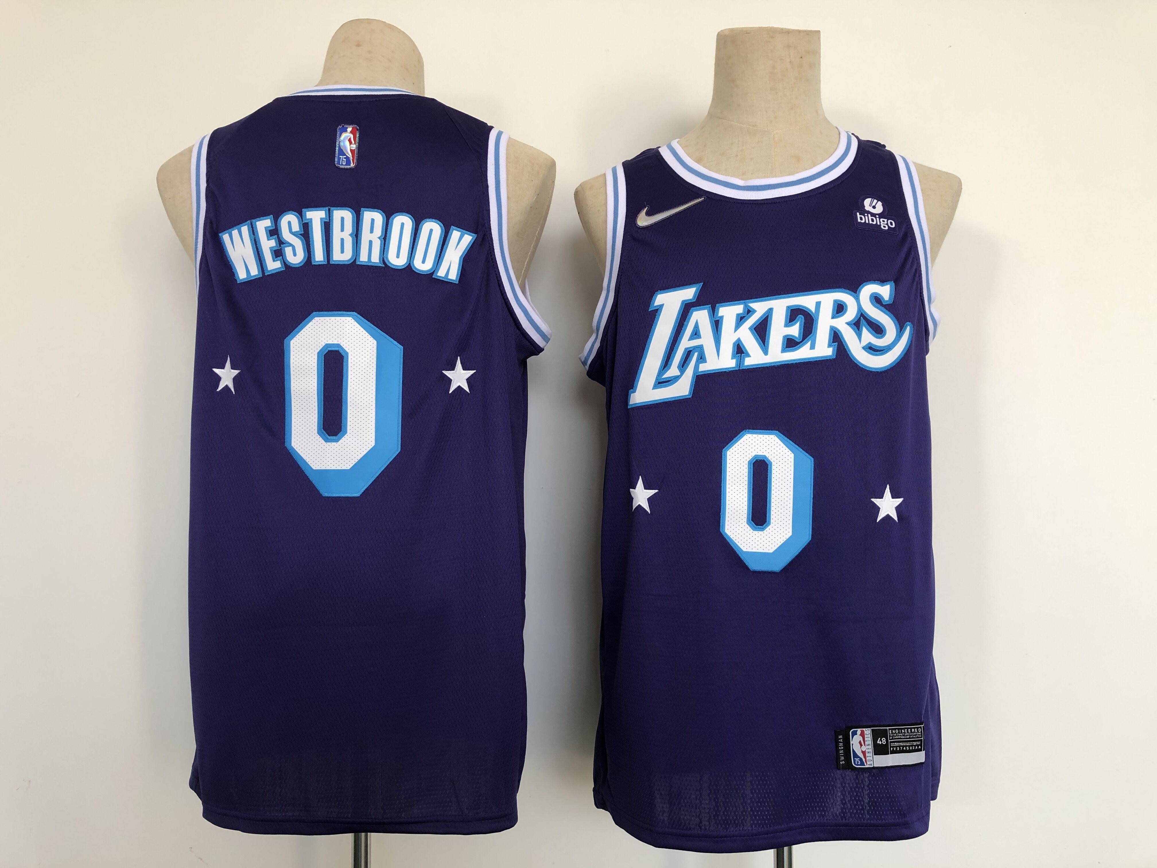 Men Los Angeles Lakers #0 Westbrook Blue 2022 City Edition Nike NBA Jersey